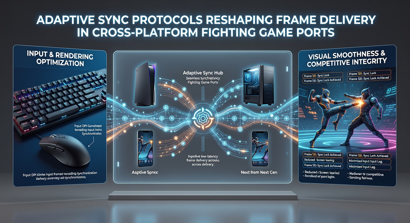 Side-by-side comparison of frame delivery with and without adaptive sync in fighting game ports
