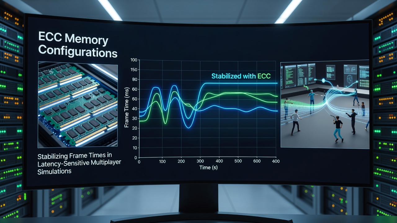 Graph comparing frame time variance between ECC and non-ECC configurations during multiplayer simulation sessions