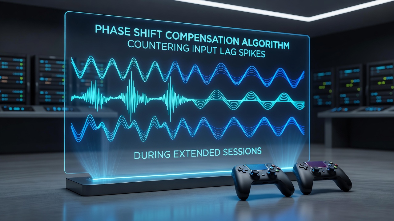 Cloud gaming setup showing wireless controller latency graphs over extended multiplayer session